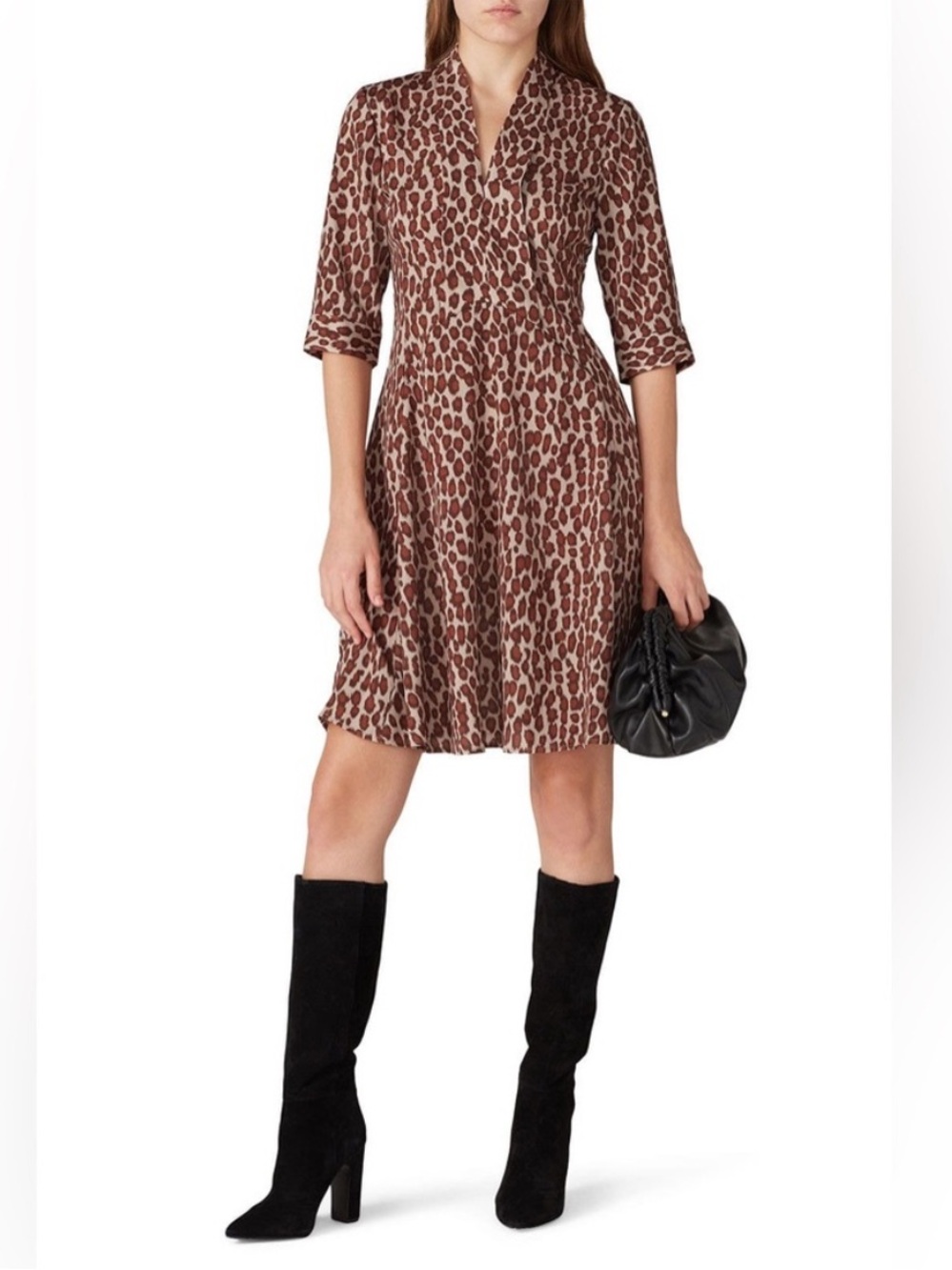 Derek lam Leopard/Animal Print Lightweight Flowy V-neck Dress Size Large